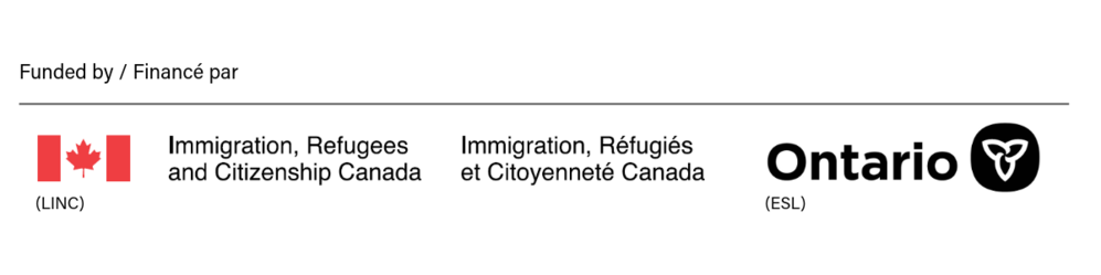 canada flag, with english and french text saying that the program is funded by immigration, refugees, and citizenship canada