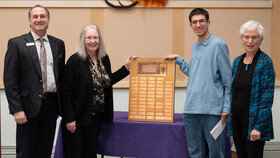 Charif Bahloul Receiving the 2024 D. Aubrey Moodie Award, presented by three OCDSB staff members